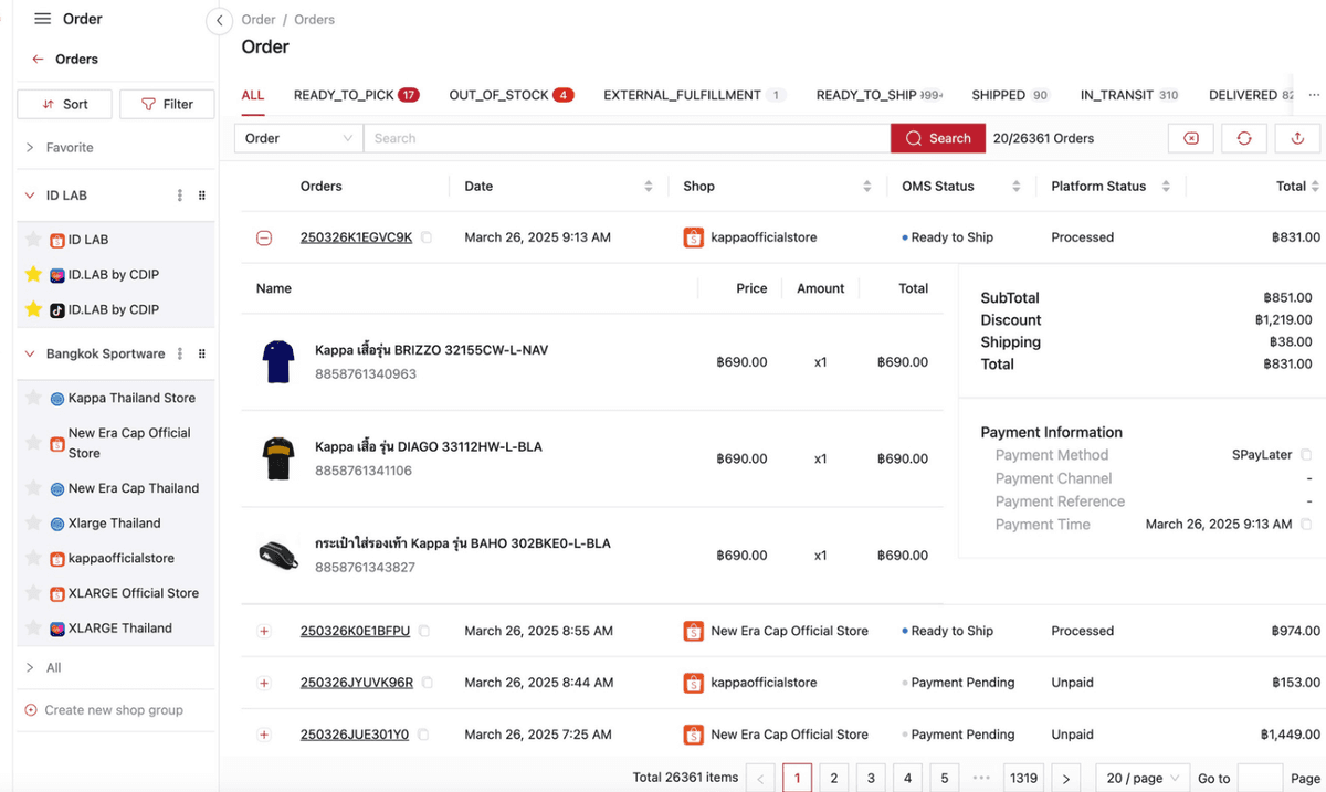 Order Management & Loyalty Program interface screenshot